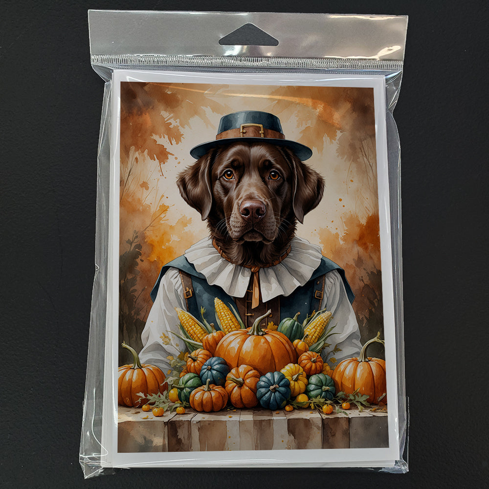 Chocolate Labrador Retriever Thanksgiving Greeting Cards Pack of 8 Blank Cards with Envelopes Whimsical A7 Size 5x7