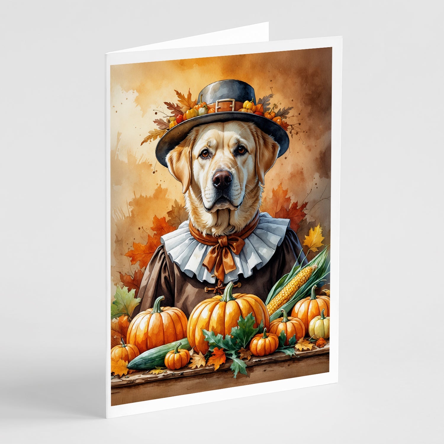 Yellow Labrador Retriever Thanksgiving Greeting Cards Pack of 8 Blank Cards with Envelopes Whimsical A7 Size 5x7