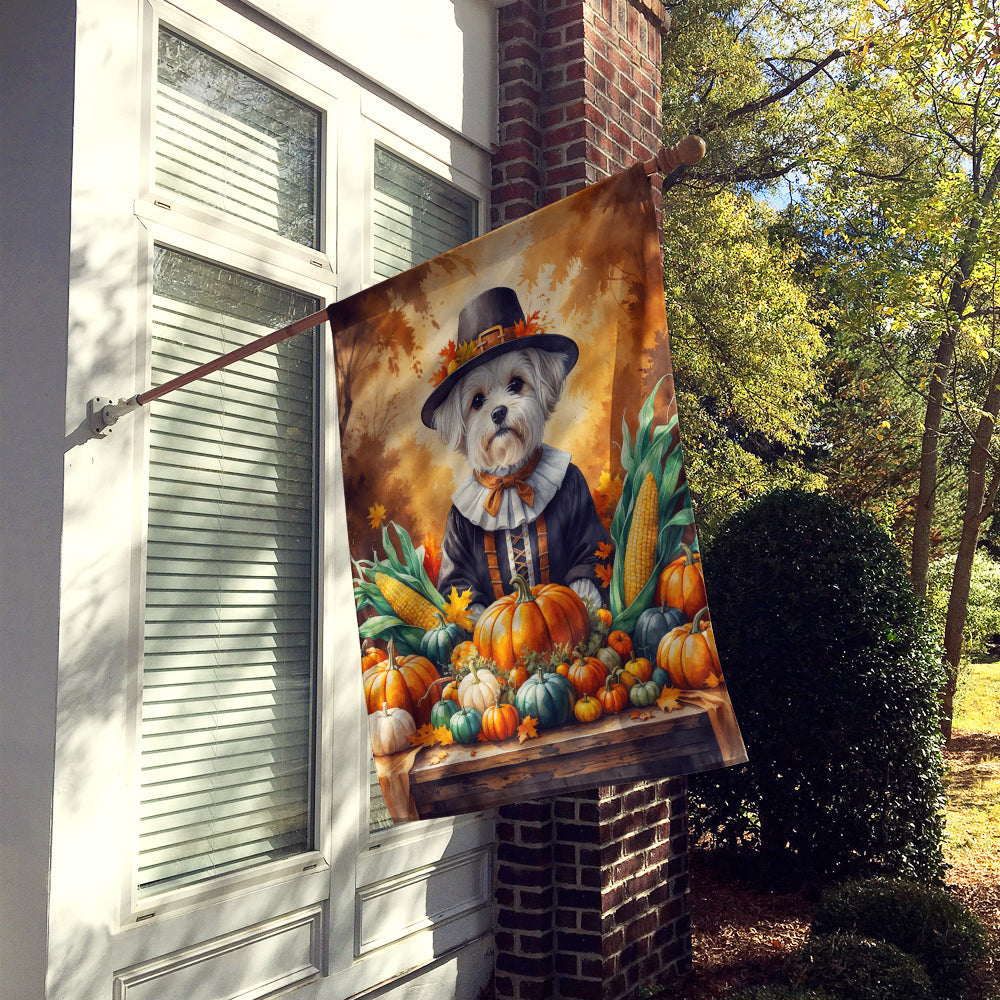 Maltese Thanksgiving House Flag 28x40 Porch Sleeve Pole Decorative Outside Yard Banner Artwork Wall Hanging, Polyester