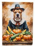 Pit Bull Terrier Thanksgiving House Flag 28x40 Porch Sleeve Pole Decorative Outside Yard Banner Artwork Wall Hanging, Polyester