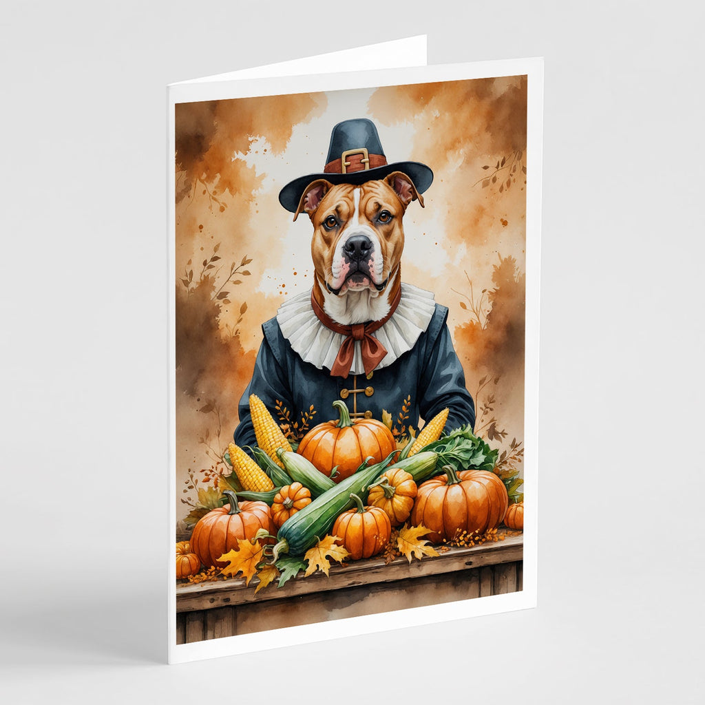 Pit Bull Terrier Thanksgiving Greeting Cards Pack of 8 Blank Cards with Envelopes Whimsical A7 Size 5x7