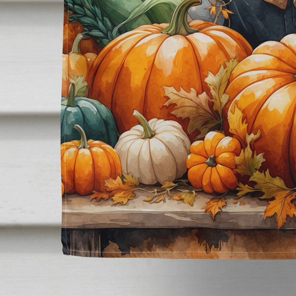 White Poodle Thanksgiving House Flag 28x40 Porch Sleeve Pole Decorative Outside Yard Banner Artwork Wall Hanging, Polyester