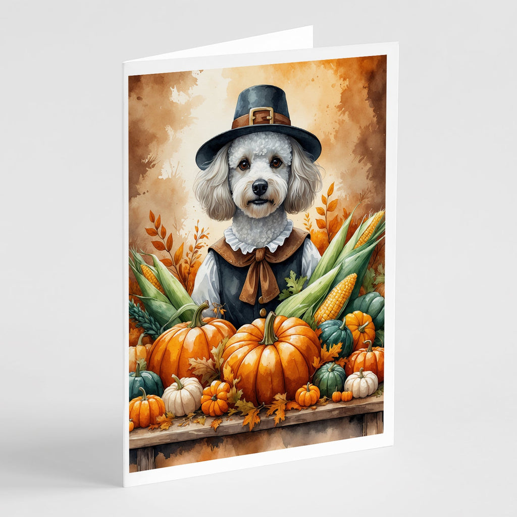 White Poodle Thanksgiving Greeting Cards Pack of 8 Blank Cards with Envelopes Whimsical A7 Size 5x7