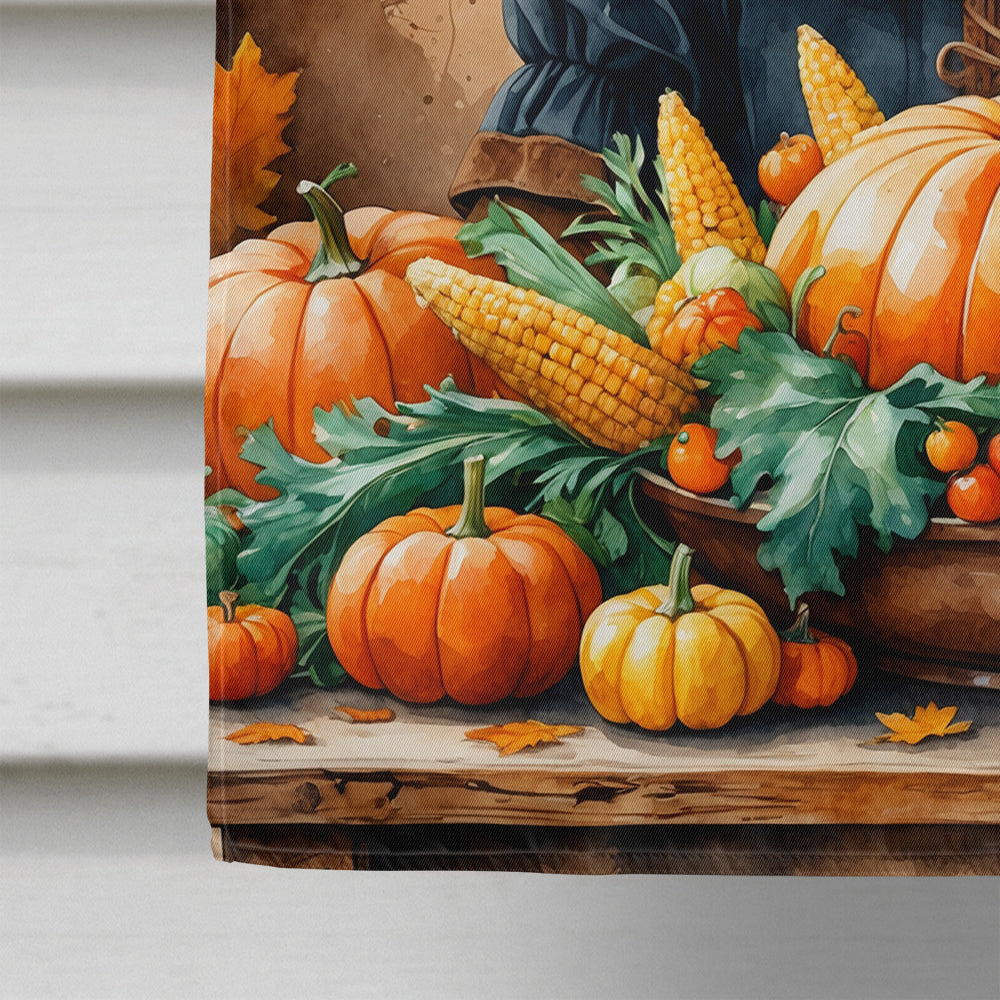 Poodle Thanksgiving House Flag 28x40 Porch Sleeve Pole Decorative Outside Yard Banner Artwork Wall Hanging, Polyester