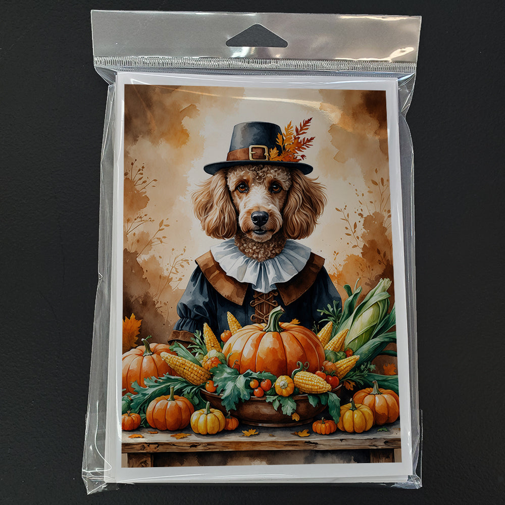 Poodle Thanksgiving Greeting Cards Pack of 8 Blank Cards with Envelopes Whimsical A7 Size 5x7
