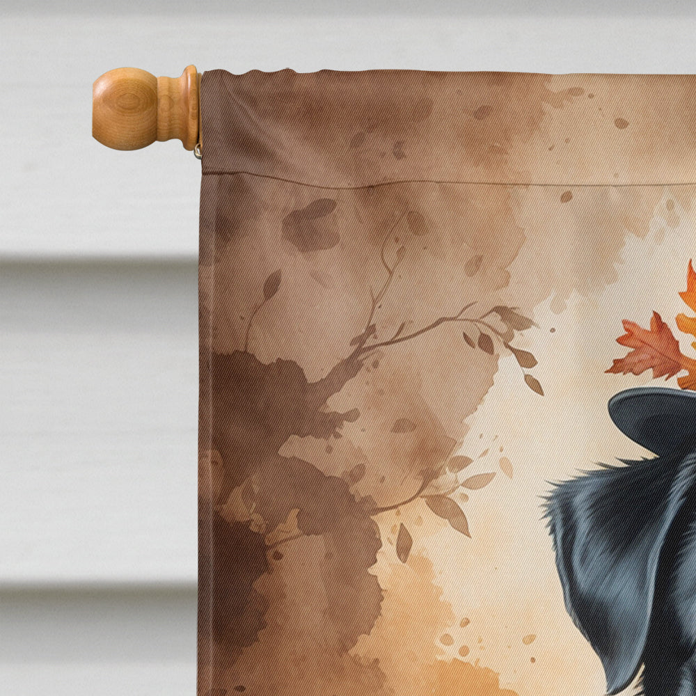 Black Pug Thanksgiving House Flag 28x40 Porch Sleeve Pole Decorative Outside Yard Banner Artwork Wall Hanging, Polyester