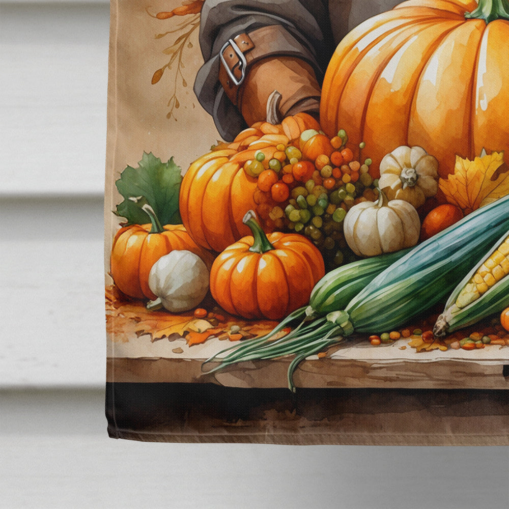 Pug Thanksgiving House Flag 28x40 Porch Sleeve Pole Decorative Outside Yard Banner Artwork Wall Hanging, Polyester