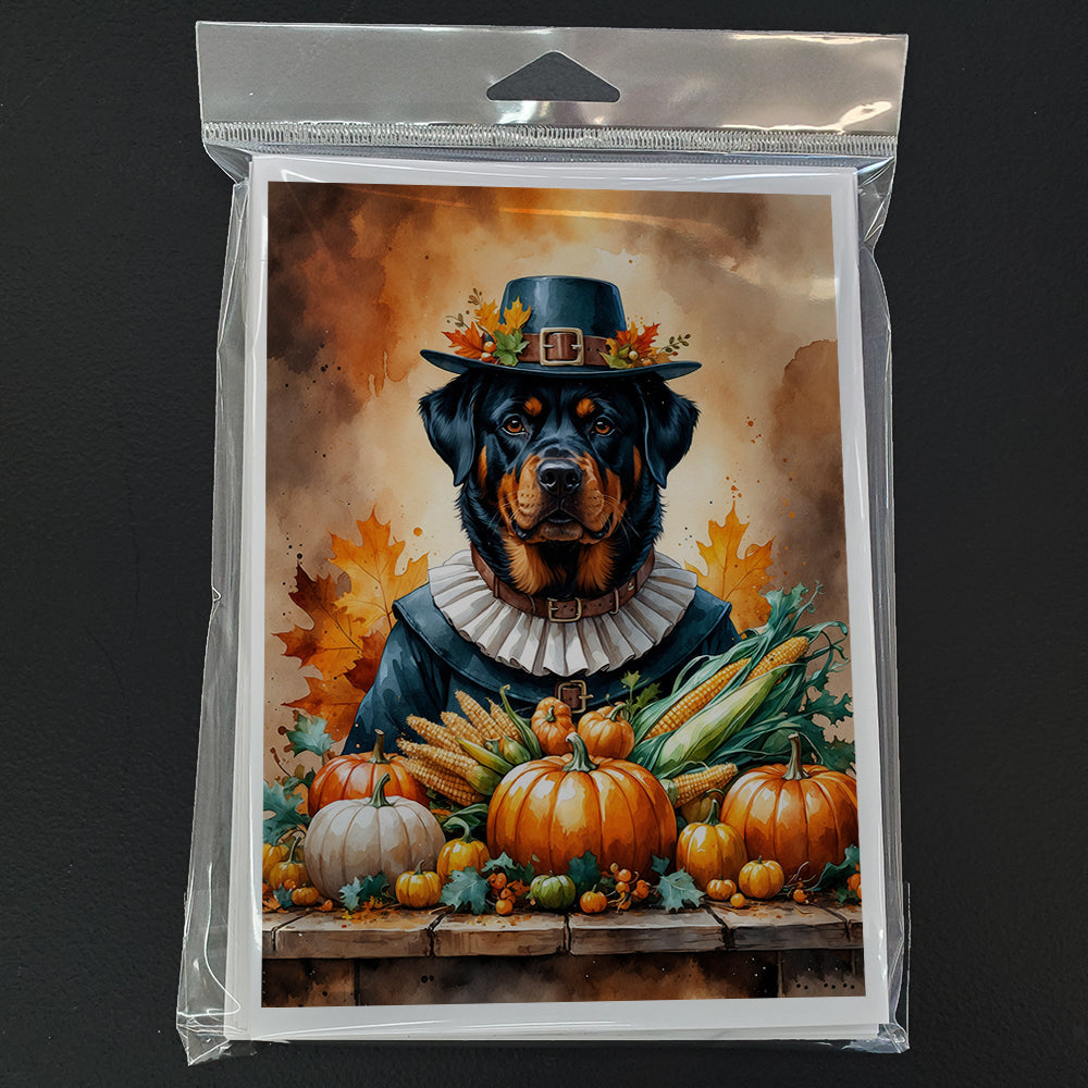 Rottweiler Thanksgiving Greeting Cards Pack of 8 Blank Cards with Envelopes Whimsical A7 Size 5x7