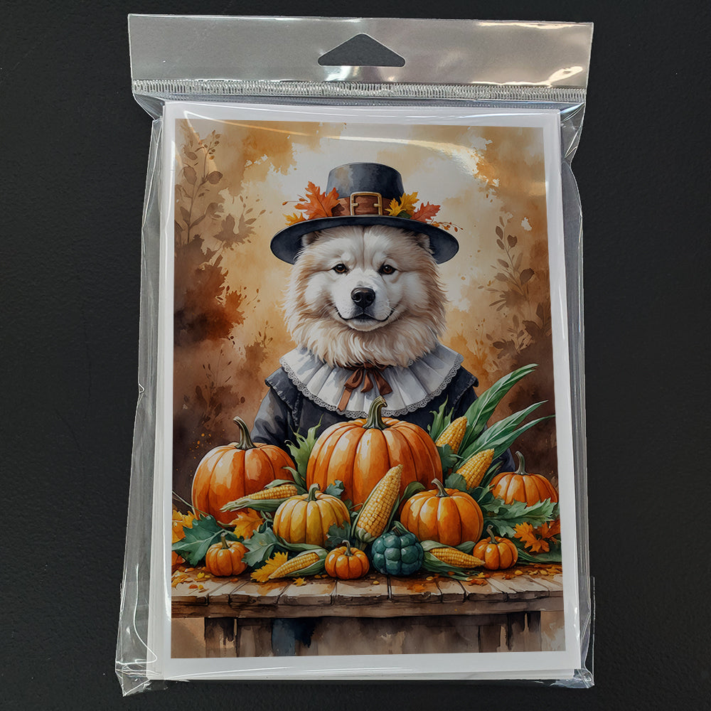 Samoyed Thanksgiving Greeting Cards Pack of 8 Blank Cards with Envelopes Whimsical A7 Size 5x7