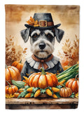 Schnauzer Thanksgiving House Flag 28x40 Porch Sleeve Pole Decorative Outside Yard Banner Artwork Wall Hanging, Polyester
