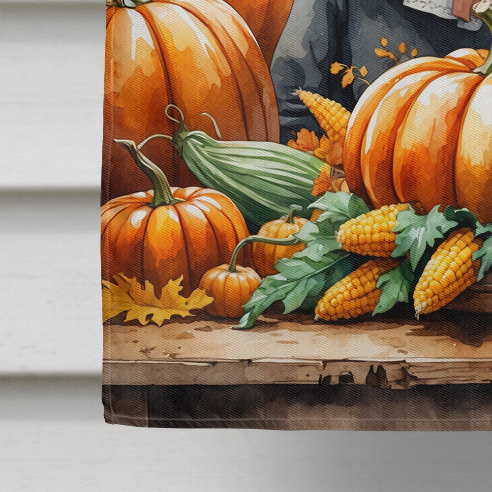 Schnauzer Thanksgiving House Flag 28x40 Porch Sleeve Pole Decorative Outside Yard Banner Artwork Wall Hanging, Polyester