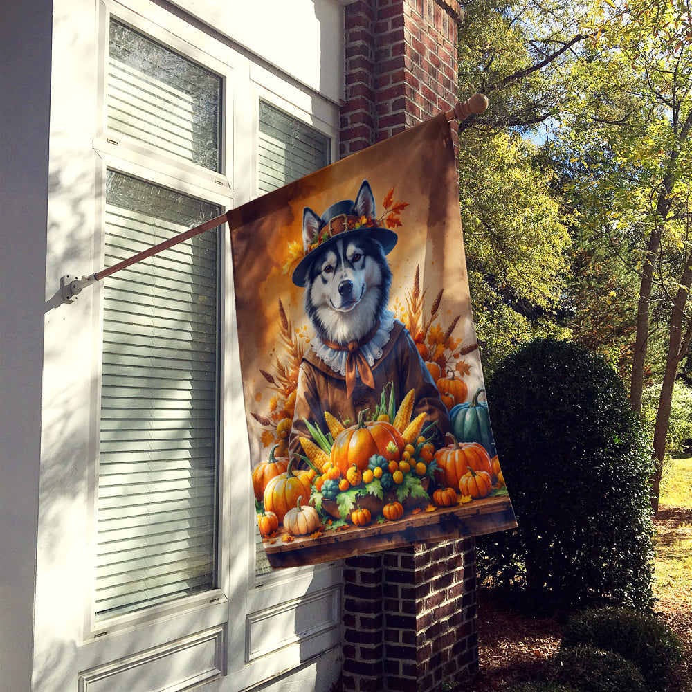 Siberian Husky Thanksgiving House Flag 28x40 Porch Sleeve Pole Decorative Outside Yard Banner Artwork Wall Hanging, Polyester