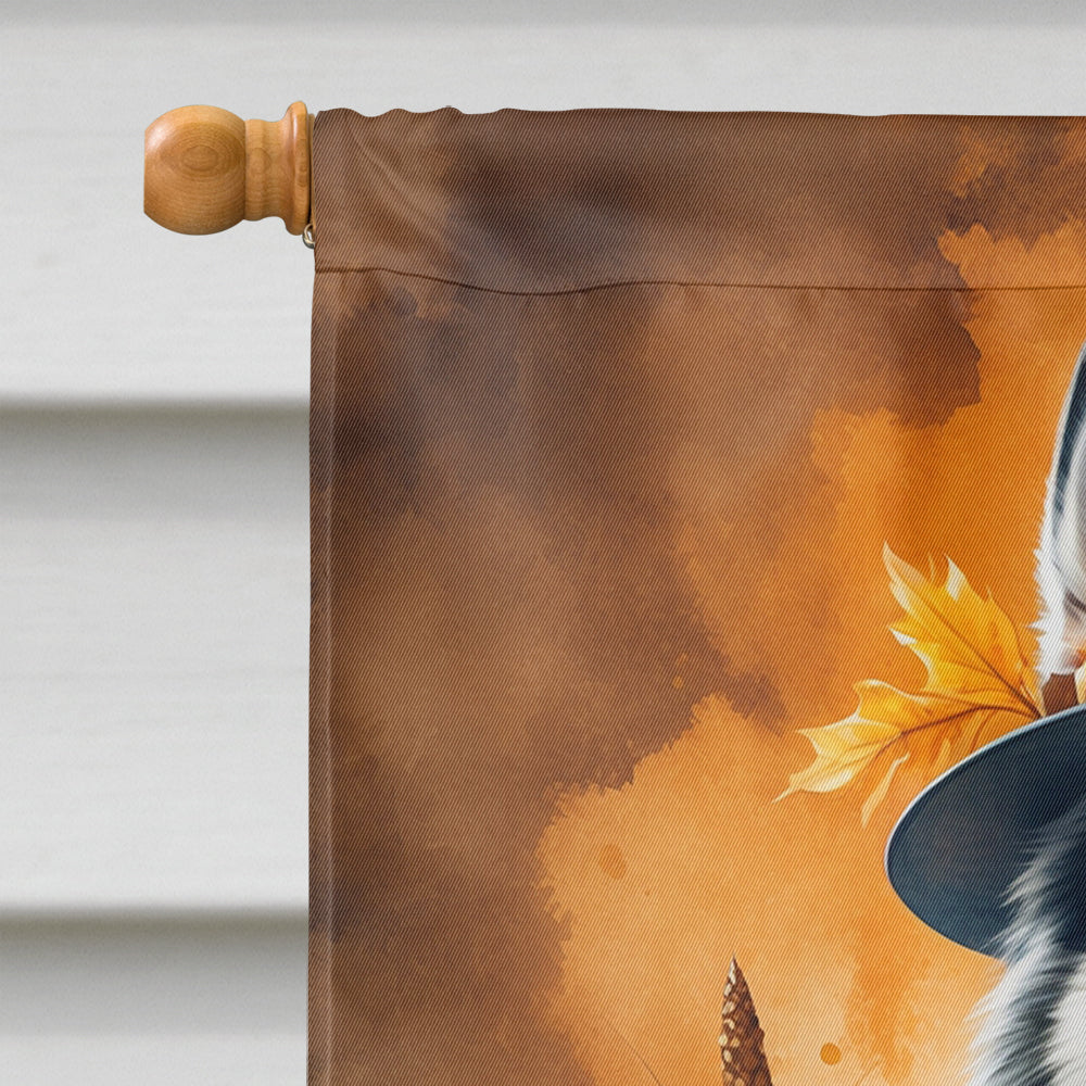 Siberian Husky Thanksgiving House Flag 28x40 Porch Sleeve Pole Decorative Outside Yard Banner Artwork Wall Hanging, Polyester
