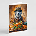 Siberian Husky Thanksgiving Greeting Cards Pack of 8 Blank Cards with Envelopes Whimsical A7 Size 5x7