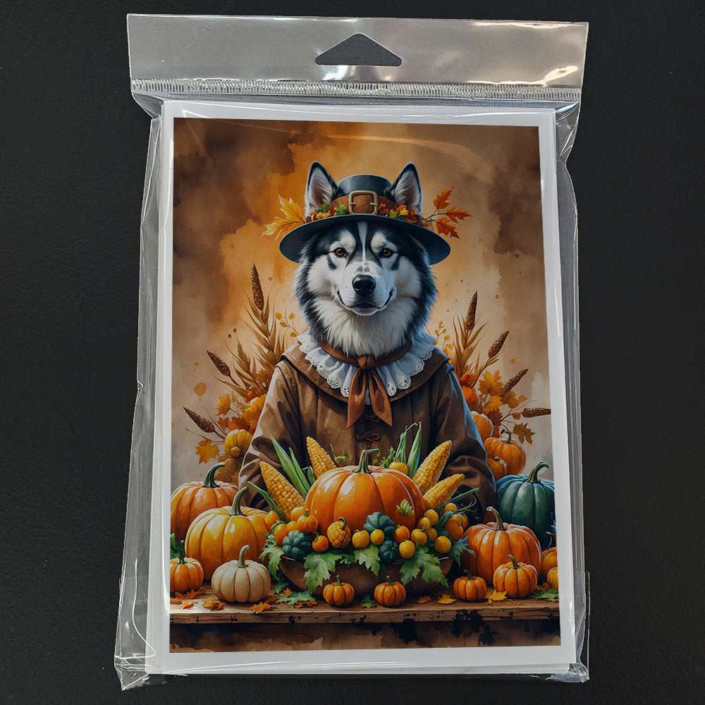 Siberian Husky Thanksgiving Greeting Cards Pack of 8 Blank Cards with Envelopes Whimsical A7 Size 5x7