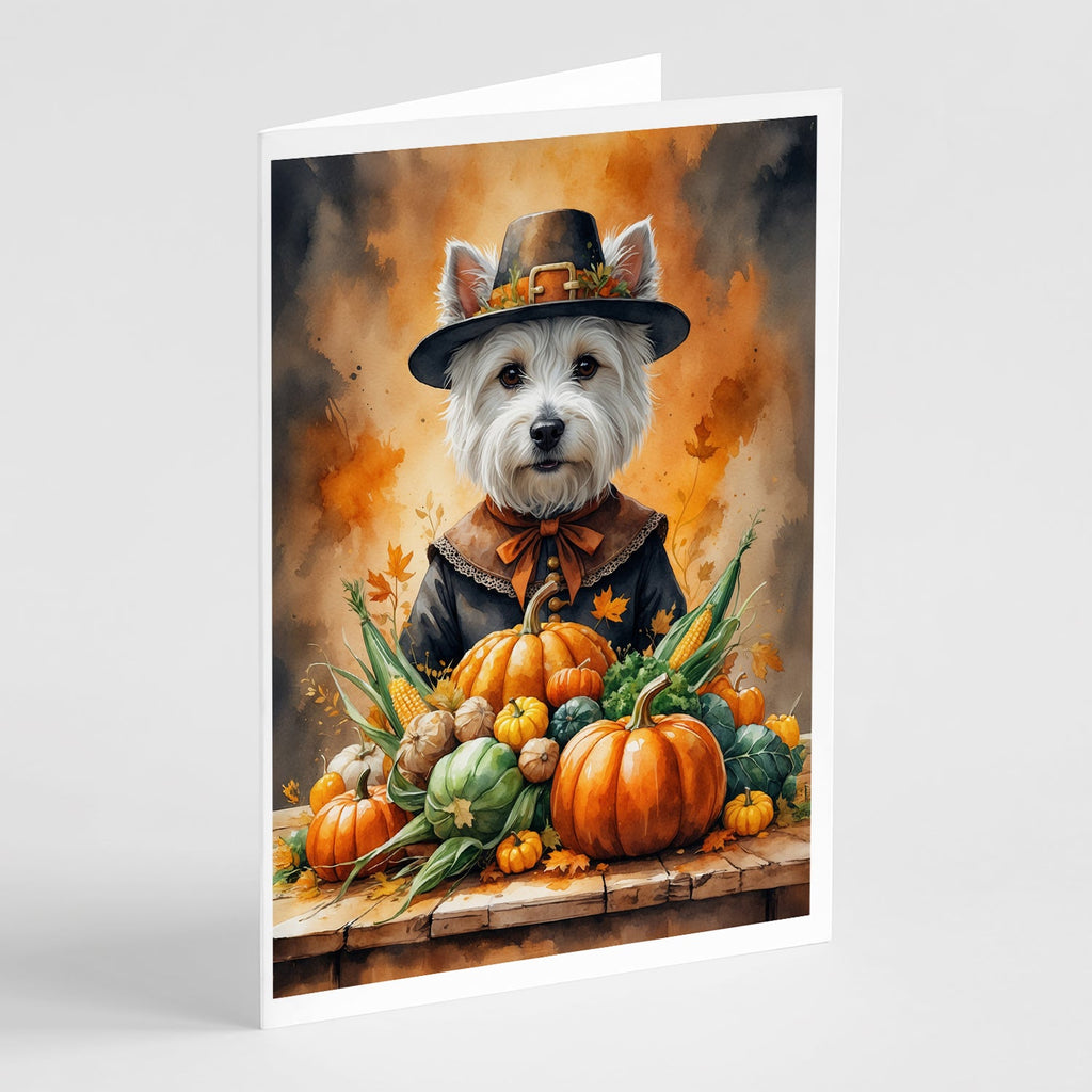 Westie Thanksgiving Greeting Cards Pack of 8 Blank Cards with Envelopes Whimsical A7 Size 5x7