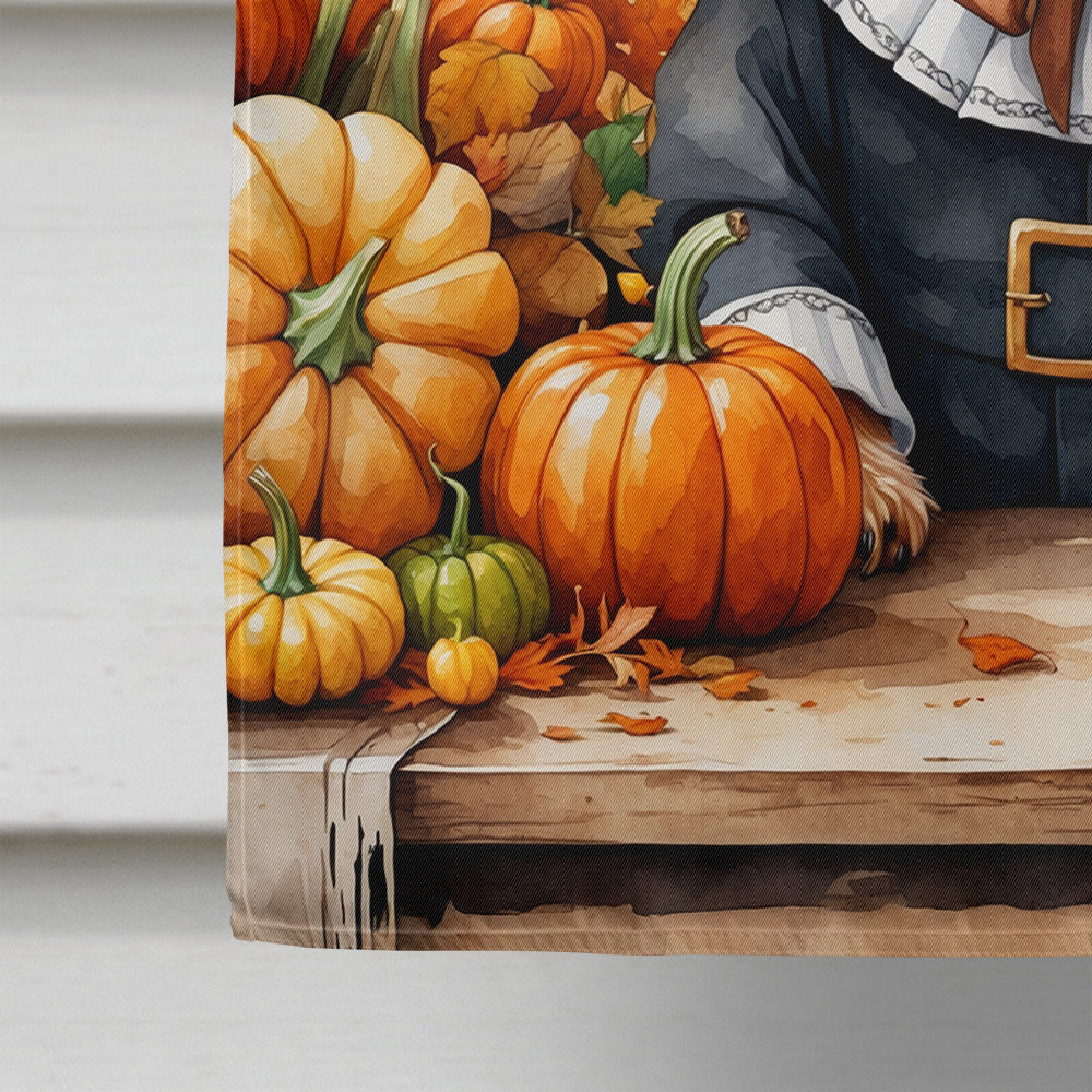 Yorkshire Terrier Thanksgiving House Flag 28x40 Porch Sleeve Pole Decorative Outside Yard Banner Artwork Wall Hanging, Polyester