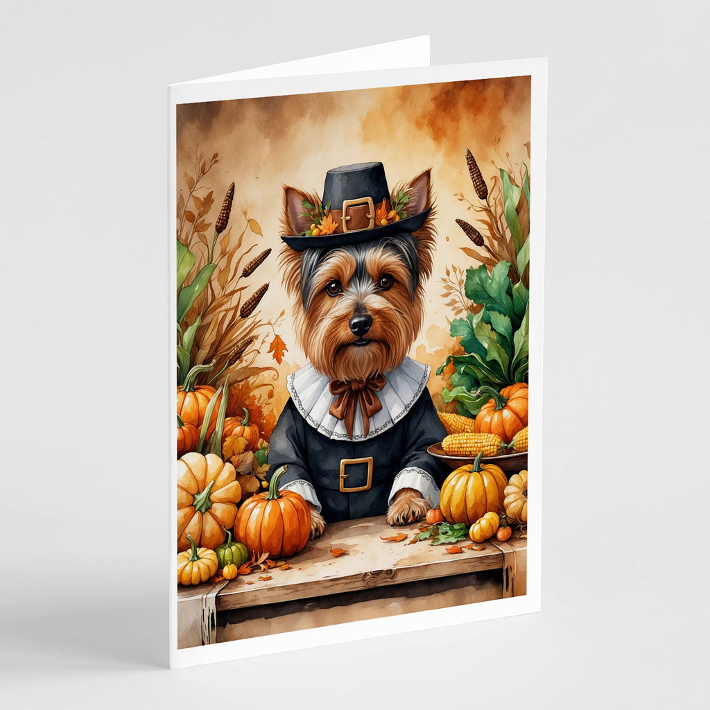 Yorkshire Terrier Thanksgiving Greeting Cards Pack of 8 Blank Cards with Envelopes Whimsical A7 Size 5x7
