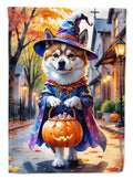 Akita Halloween Trick or Treat House Flag 28x40 Porch Sleeve Pole Decorative Outside Yard Banner Artwork Wall Hanging, Polyester