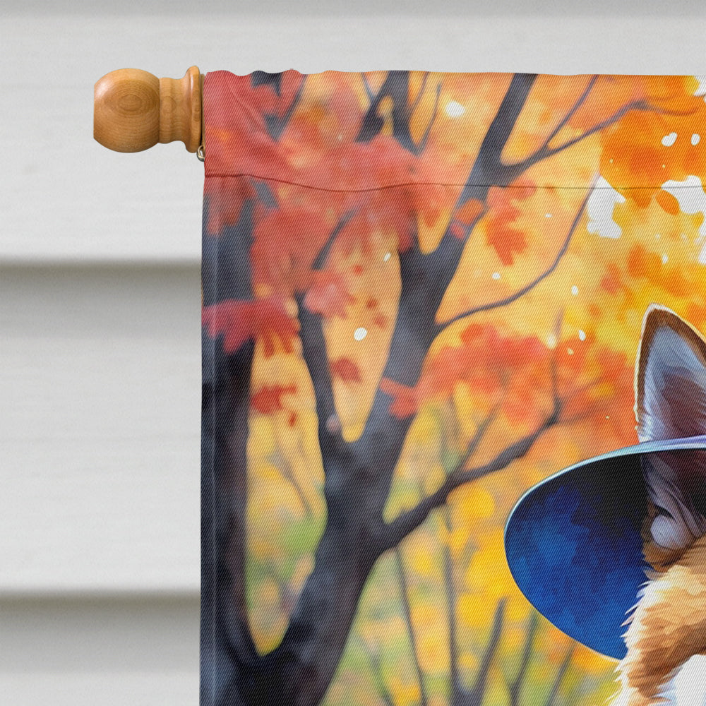 Akita Halloween Trick or Treat House Flag 28x40 Porch Sleeve Pole Decorative Outside Yard Banner Artwork Wall Hanging, Polyester