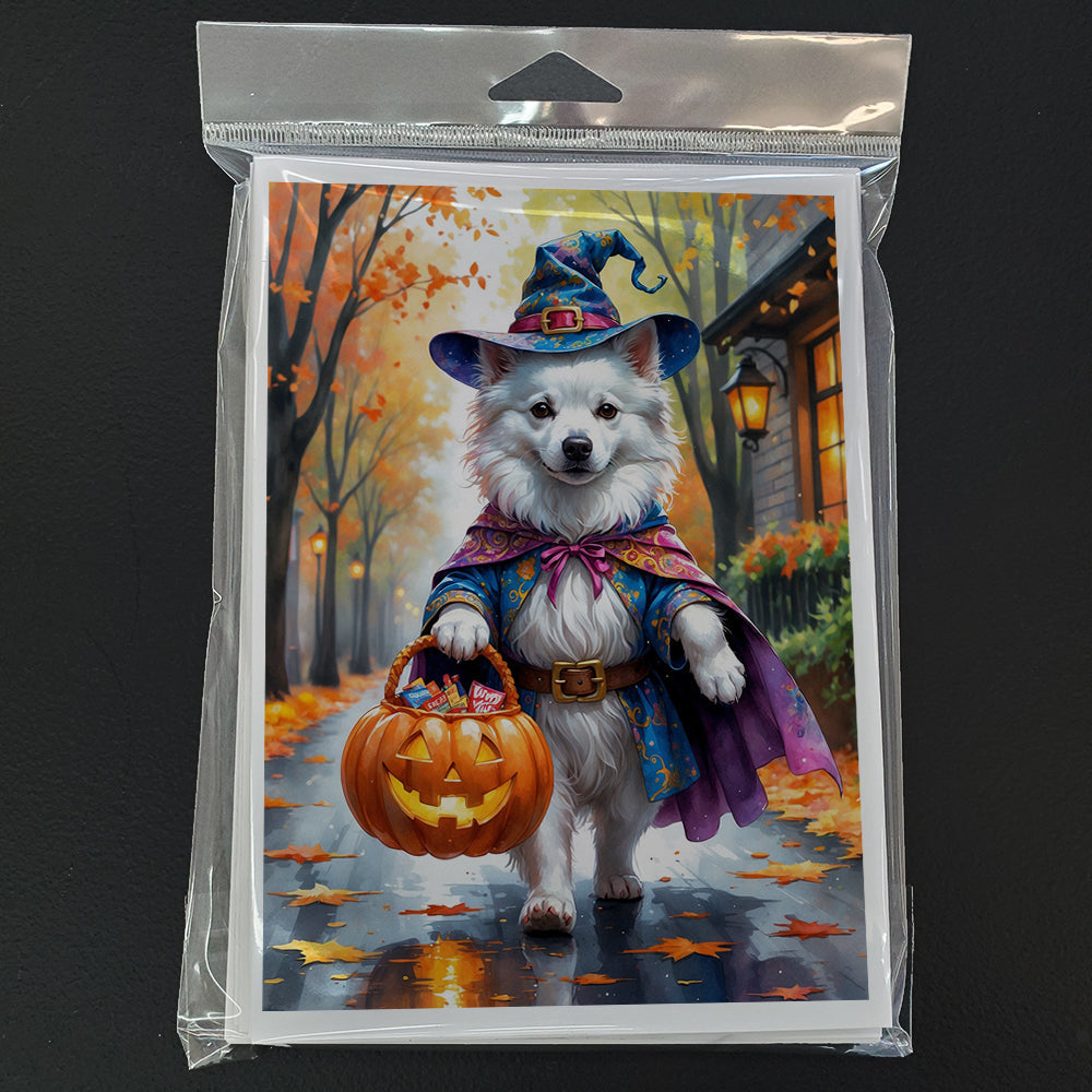 American Eskimo Halloween Trick or Treat Greeting Cards Pack of 8 Blank Cards with Envelopes Whimsical A7 Size 5x7