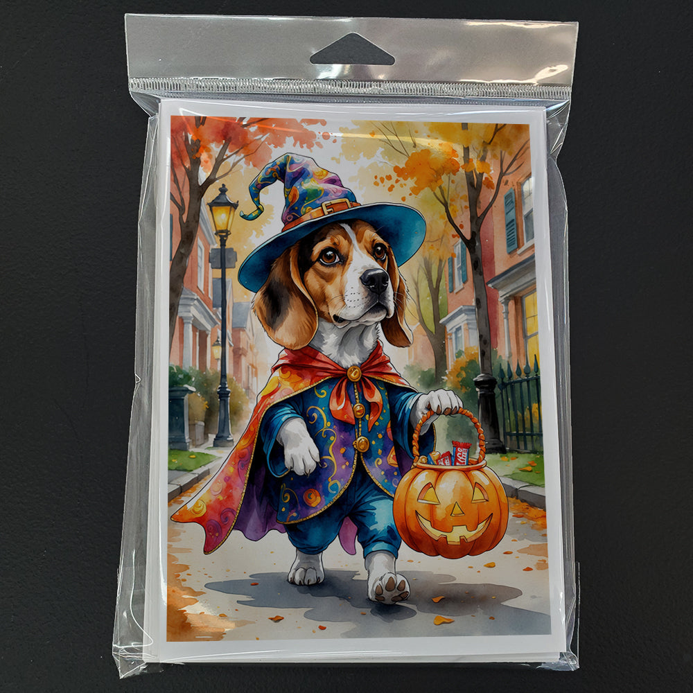 Beagle Halloween Trick or Treat Greeting Cards Pack of 8 Blank Cards with Envelopes Whimsical A7 Size 5x7