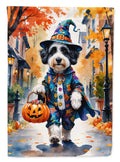 Bernedoodle Halloween Trick or Treat House Flag 28x40 Porch Sleeve Pole Decorative Outside Yard Banner Artwork Wall Hanging, Polyester
