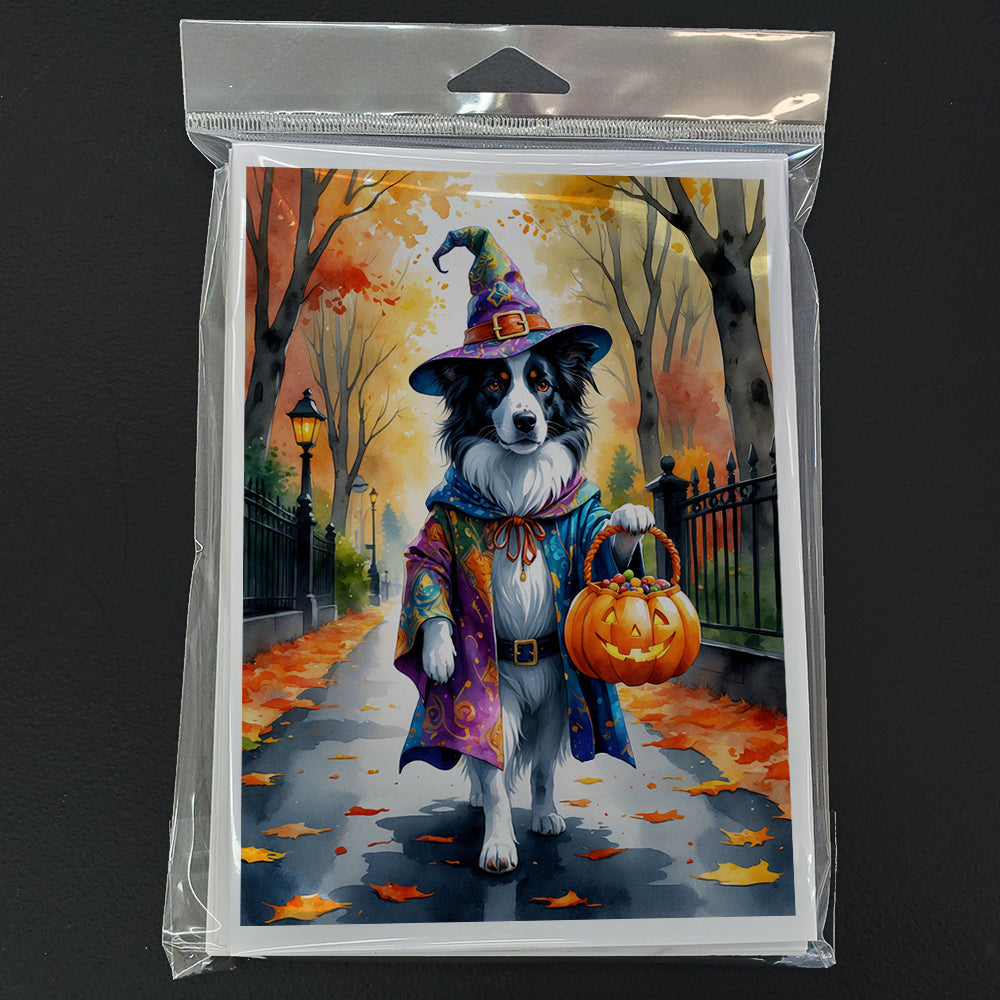 Border Collie Halloween Trick or Treat Greeting Cards Pack of 8 Blank Cards with Envelopes Whimsical A7 Size 5x7