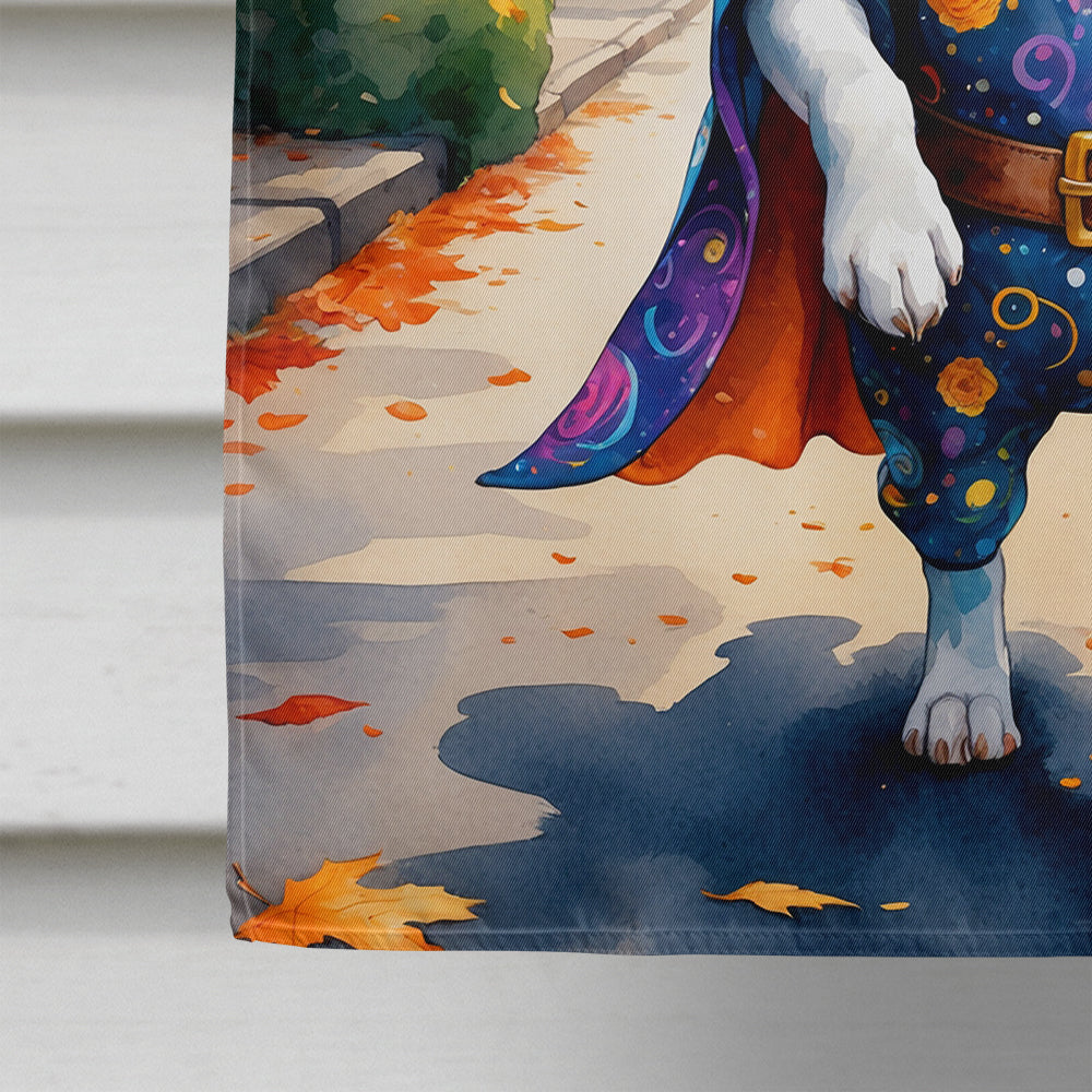 Boston Terrier Halloween Trick or Treat House Flag 28x40 Porch Sleeve Pole Decorative Outside Yard Banner Artwork Wall Hanging, Polyester