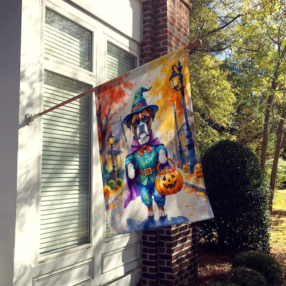 Boxer Halloween Trick or Treat House Flag 28x40 Porch Sleeve Pole Decorative Outside Yard Banner Artwork Wall Hanging, Polyester