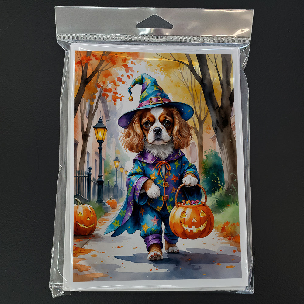 Cavalier Spaniel Halloween Trick or Treat Greeting Cards Pack of 8 Blank Cards with Envelopes Whimsical A7 Size 5x7