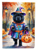 Black Chow Chow Halloween Trick or Treat House Flag 28x40 Porch Sleeve Pole Decorative Outside Yard Banner Artwork Wall Hanging, Polyester