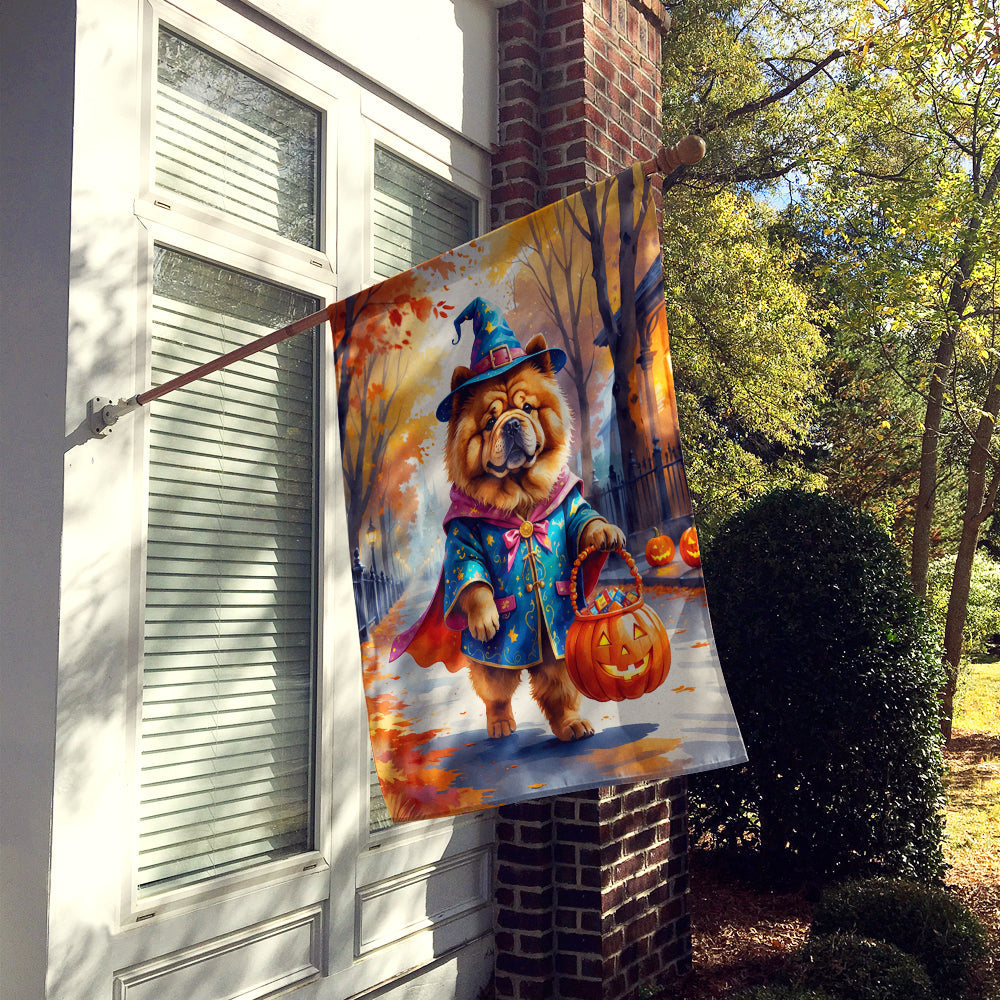 Chow Chow Halloween Trick or Treat House Flag 28x40 Porch Sleeve Pole Decorative Outside Yard Banner Artwork Wall Hanging, Polyester