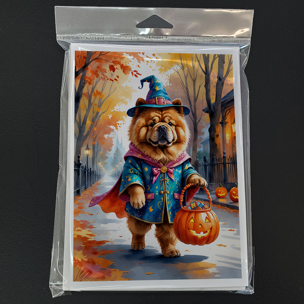 Chow Chow Halloween Trick or Treat Greeting Cards Pack of 8 Blank Cards with Envelopes Whimsical A7 Size 5x7