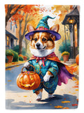 Corgi Halloween Trickor Treat House Flag 28x40 Porch Sleeve Pole Decorative Outside Yard Banner Artwork Wall Hanging, Polyester