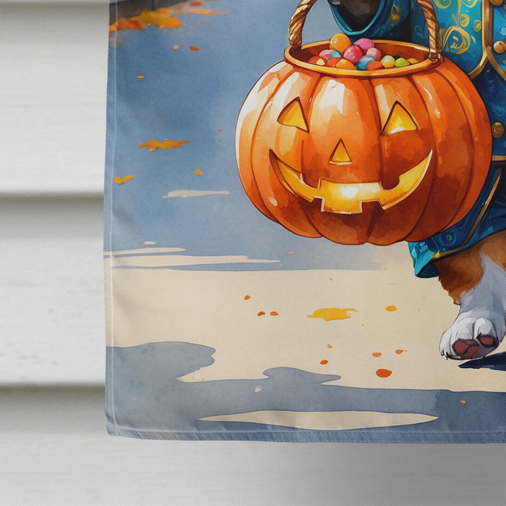Corgi Halloween Trickor Treat House Flag 28x40 Porch Sleeve Pole Decorative Outside Yard Banner Artwork Wall Hanging, Polyester