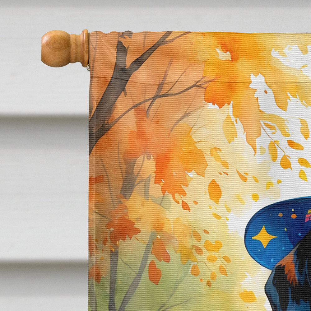 Dachshund Halloween Trick or Treat House Flag 28x40 Porch Sleeve Pole Decorative Outside Yard Banner Artwork Wall Hanging, Polyester