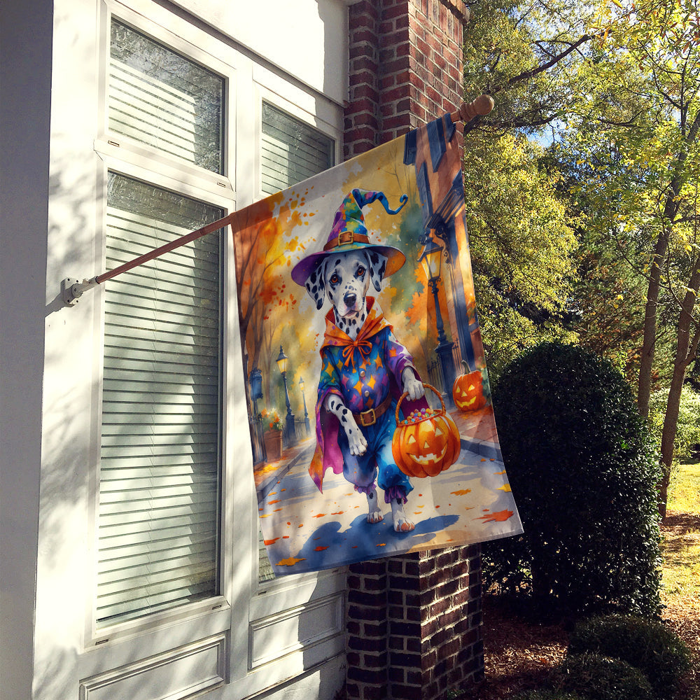 Dalmatian Halloween Trick or Treat House Flag 28x40 Porch Sleeve Pole Decorative Outside Yard Banner Artwork Wall Hanging, Polyester