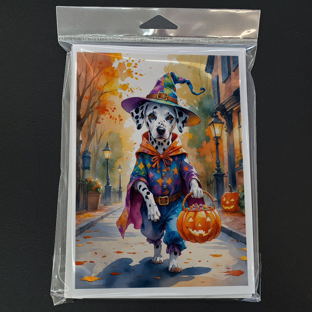 Dalmatian Halloween Trick or Treat Greeting Cards Pack of 8 Blank Cards with Envelopes Whimsical A7 Size 5x7