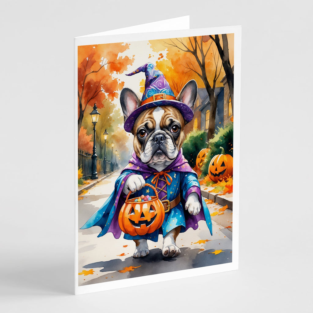 French Bulldog Halloween Trick or Treat Greeting Cards Pack of 8 Blank Cards with Envelopes Whimsical A7 Size 5x7