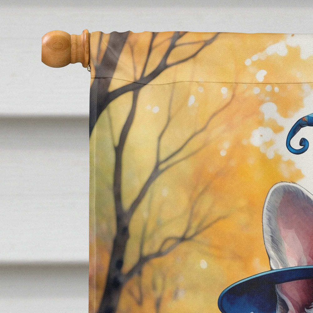White French Bulldog Halloween Trick or Treat House Flag 28x40 Porch Sleeve Pole Decorative Outside Yard Banner Artwork Wall Hanging, Polyester