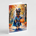 German Shepherd Halloween Trick or Treat Greeting Cards Pack of 8 Blank Cards with Envelopes Whimsical A7 Size 5x7