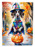 German Shorthaired Pointer Halloween Trick or Treat House Flag 28x40 Porch Sleeve Pole Decorative Outside Yard Banner Artwork Wall Hanging, Polyester