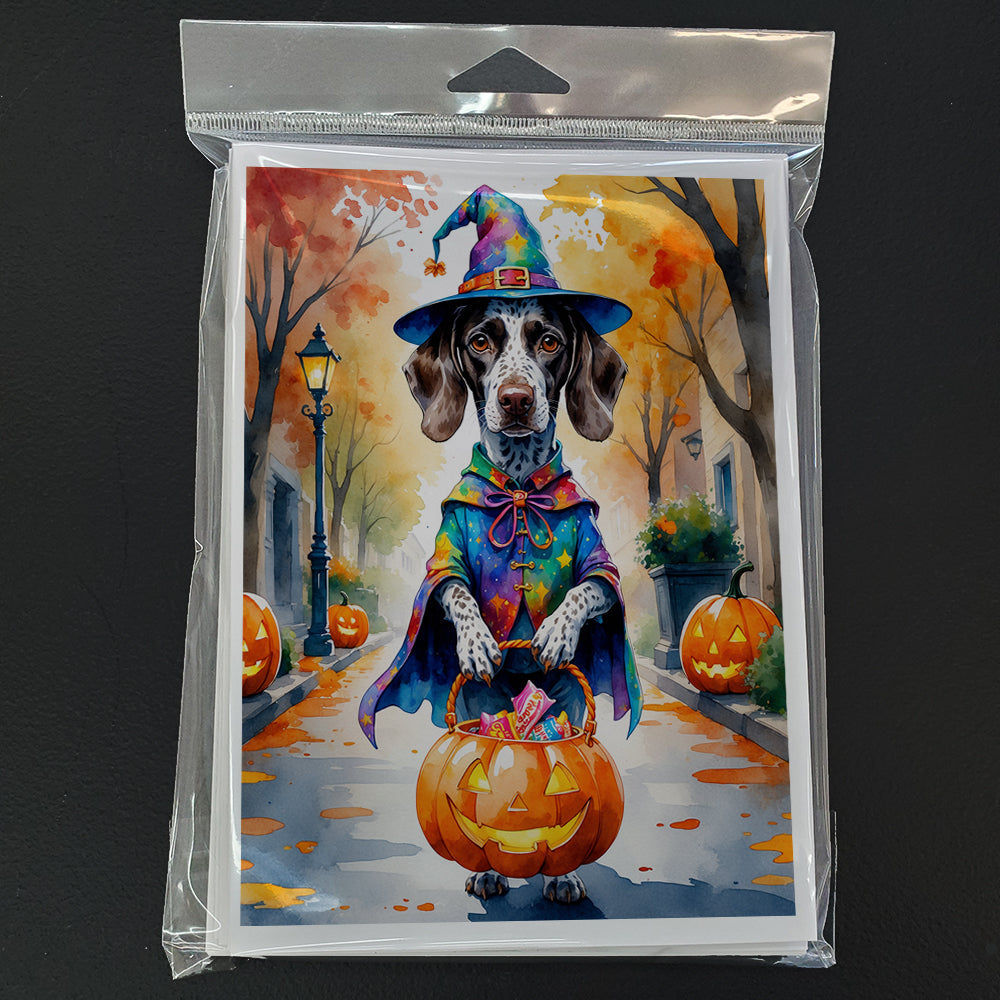 German Shorthaired Pointer Halloween Trick or Treat Greeting Cards Pack of 8 Blank Cards with Envelopes Whimsical A7 Size 5x7