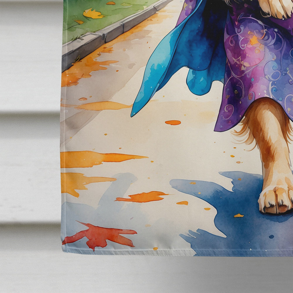 Golden Retriever Halloween Trick or Treat House Flag 28x40 Porch Sleeve Pole Decorative Outside Yard Banner Artwork Wall Hanging, Polyester