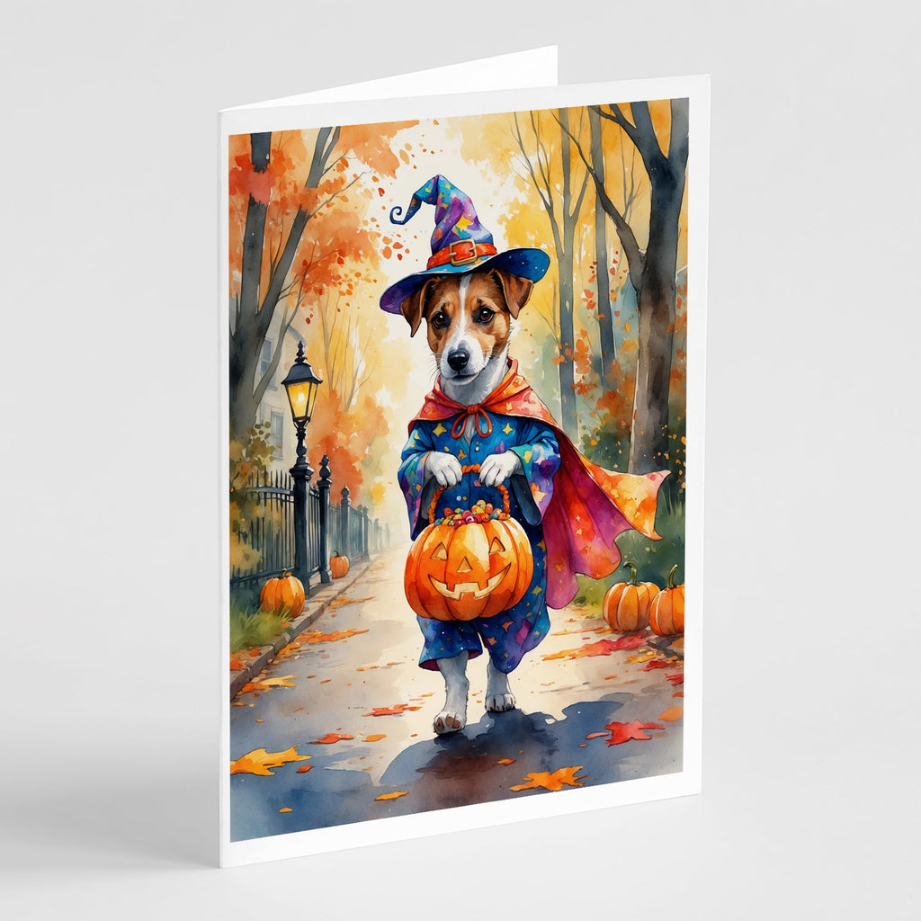 Jack Russell Terrier Halloween Trick or Treat Greeting Cards Pack of 8 Blank Cards with Envelopes Whimsical A7 Size 5x7