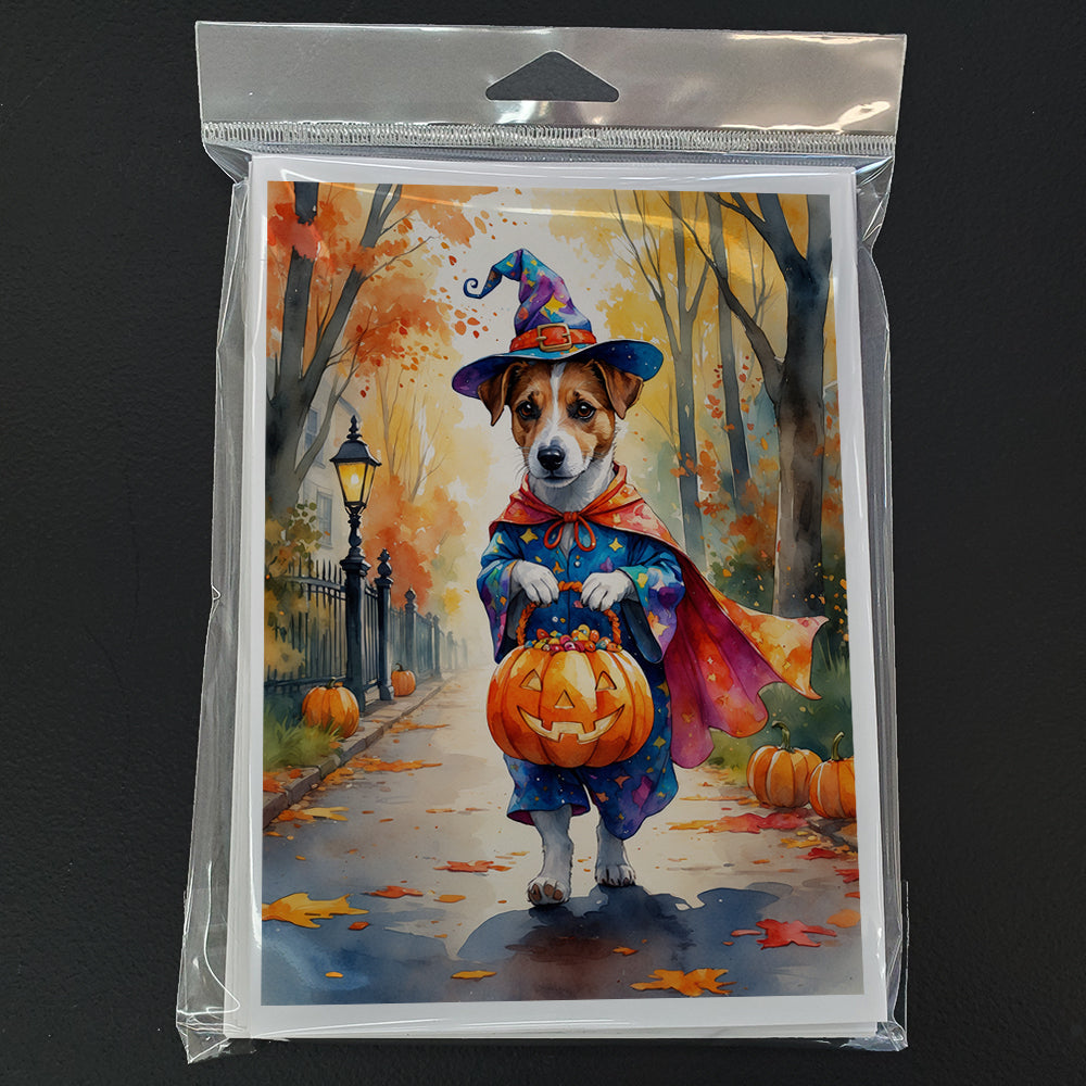 Jack Russell Terrier Halloween Trick or Treat Greeting Cards Pack of 8 Blank Cards with Envelopes Whimsical A7 Size 5x7