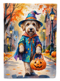 Labradoodle Halloween Trick or Treat House Flag 28x40 Porch Sleeve Pole Decorative Outside Yard Banner Artwork Wall Hanging, Polyester