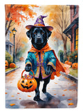Black Labrador Retriever Halloween Trick or Treat House Flag 28x40 Porch Sleeve Pole Decorative Outside Yard Banner Artwork Wall Hanging, Polyester