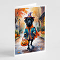 Black Labrador Retriever Halloween Trick or Treat Greeting Cards Pack of 8 Blank Cards with Envelopes Whimsical A7 Size 5x7